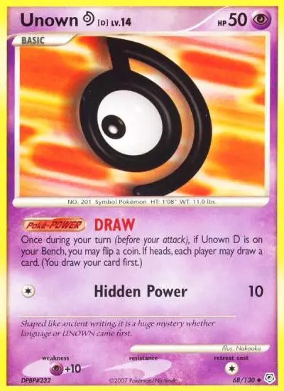 Unown [D] 68/130 Diamond & Pearl Pokemon card