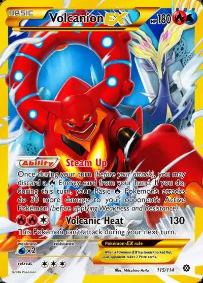 Volcanion-EX 115/114 Steam Siege Pokemon card