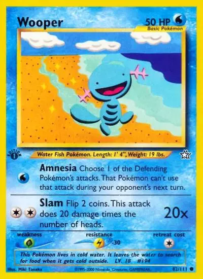 Wooper 82/111 Neo Genesis Pokemon card