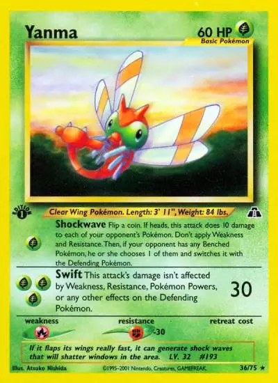 Yanma 36/75 Neo Discovery Pokemon card