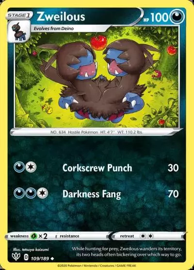 Zweilous 109/189 Darkness Ablaze Pokemon card