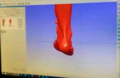 A foot scan has been loaded into the software