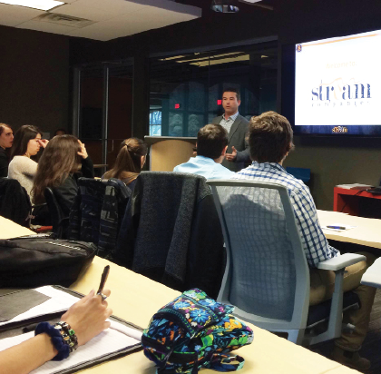 David Regn, Cabrini alumnus, presented to communication majors during networking event on March 31. (Submitted Photo)