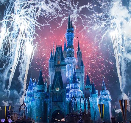 Fireworks sparkle the night sky at Cinderella’s castle.  (Creative Commons)