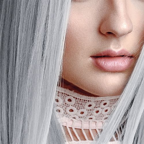 silver hair lips