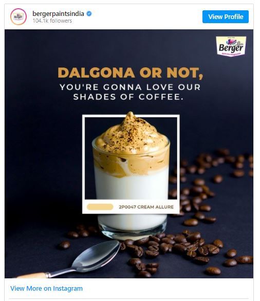 Dalgona Coffee, Berger Paints India, Cream Allure, Paint Your Imagination