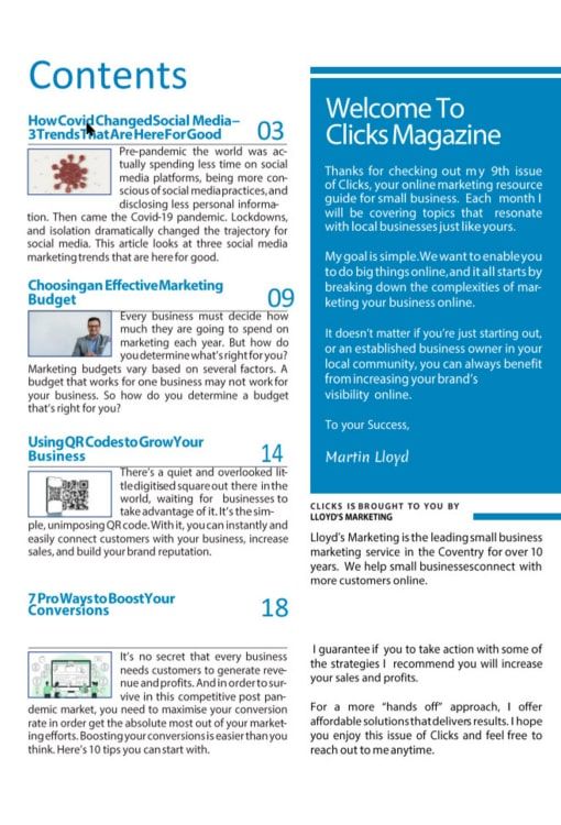 The Contents Of March'S Edition Of Clicks Digital Marketing Magazine Uk