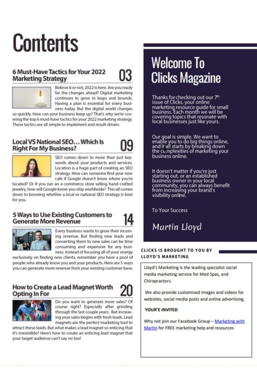 January'S Clicks Free Digital Marketing Magazine Contents