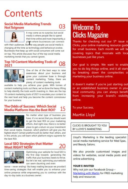 The Article Contents In November'S Clicks Digital Marketing Magazine
