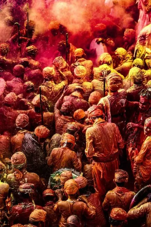 Men Playing festival of Holi
