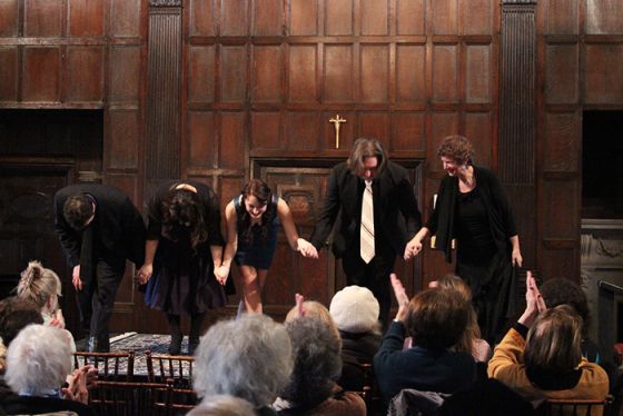 Students from the Academy of Vocal Arts take a bow following their performance at the Mansion on March 17. (Amber Marshall/ Staff Photographer)