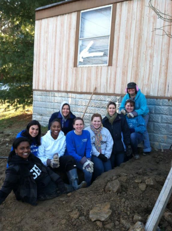 Massenburg (far left) poses with the group of students that went with her to the service mission in West Virginia. (Submitted by Akirah Massenburg)