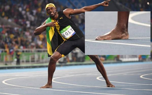 Usain Bolt's Feet appear quite flat