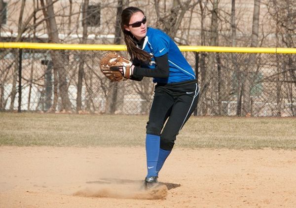 Molly McDougall (No. 3) had two RBI in the first game of Cabrini’s doubleheader against Wesley College on Monday, April 8. The Lady Cavs were swept by the Wolverines, 10-9 and 12-4, in the twinbill. (Cabrini Athletics / Submitted Photo)