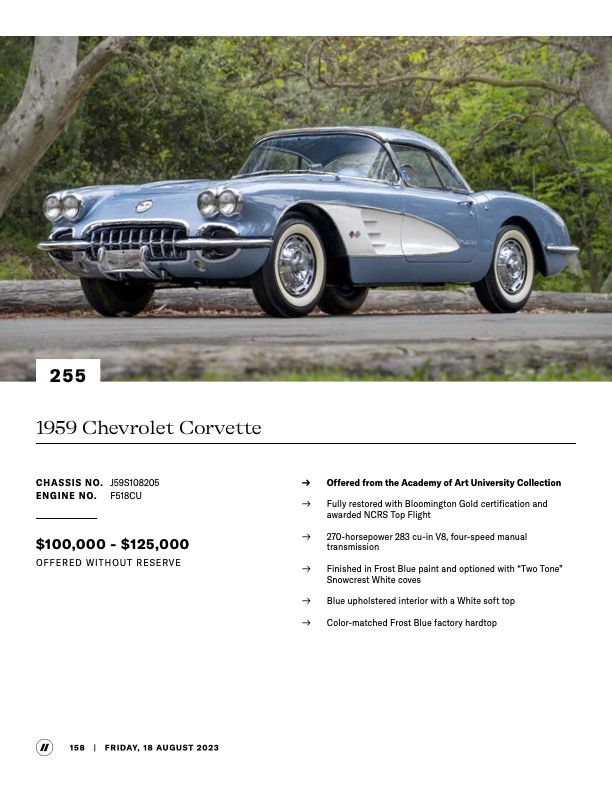 Jet Center 2023 - 1959 Chevrolet Corvette