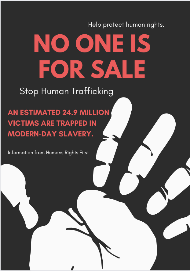 No one is for sale. Information from Human Rights First. Infographic made by Sophia Gerner.