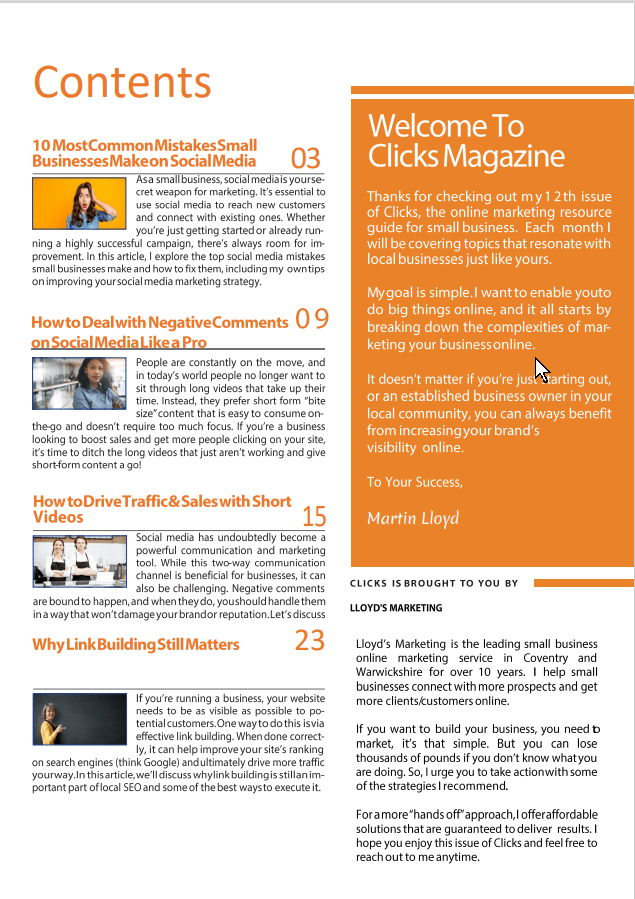 June'S Clicks Digital Marketing Magazine Uk List Of Contents