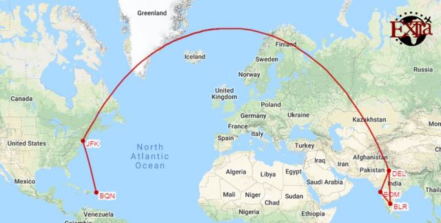 Bengaluru to Puerto Rico Route Map