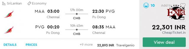 Chennai to Shanghai