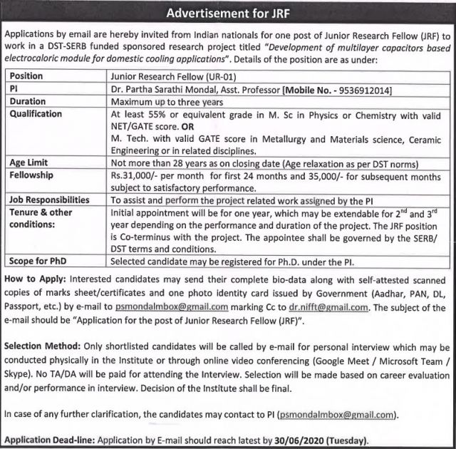 JRF Position