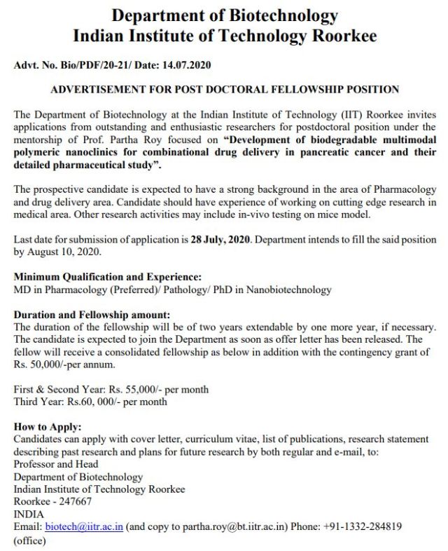T ROORKEE POSTDOC