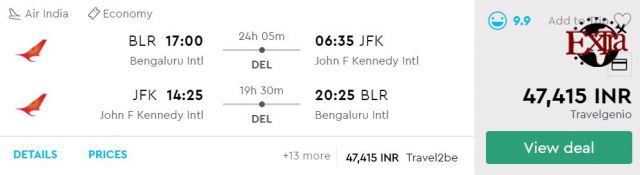 Bengaluru to New York