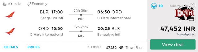 Bengaluru to Chicago