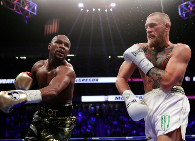 Mayweather vs. McGregor. 
AP Photo/Issac Brekken