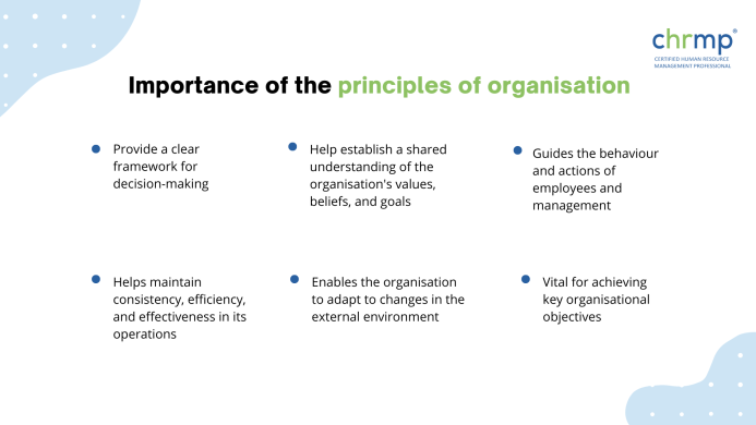 Importance of principles of organisation