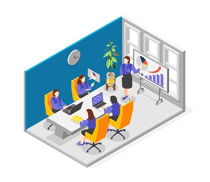 business-training-isometric-composition