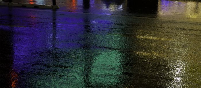 Moody street scene at night