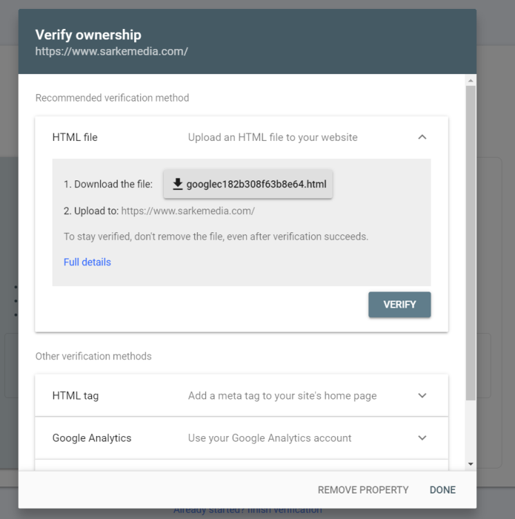How to submit your site to Google verify ownership