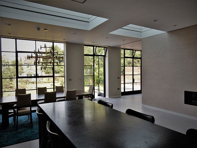 steel framed patio doors in kitchens