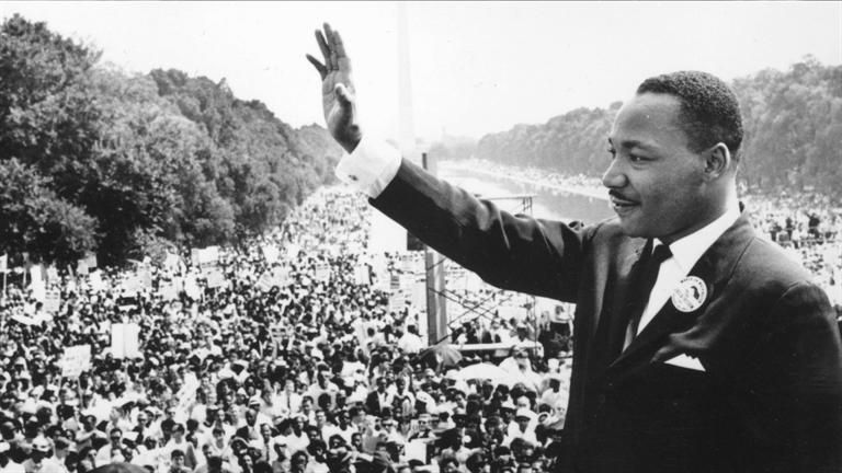 Martin Luther King Jr. waves to participants in the Civil Rights Movement's March on Washington in Aug. 1963. Photo provided by Creative Commons.