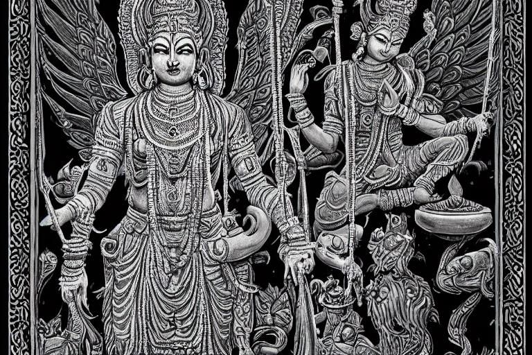 Image showing Lord Vishnu and Tulasi in Human form. Podcast by gaathastory