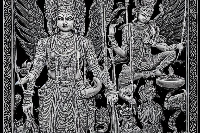 Image showing Lord Vishnu and Tulasi in Human form. Podcast by gaathastory