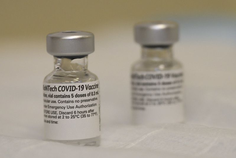 Vials of the COVID-19 vaccine are seen at Walter Reed National Military Medical Center, Bethesda, Md., Dec. 14, 2020. (DoD photo by Lisa Ferdinando) The image is licensed under the Creative Commons Attribution 2.0 Generic (CC BY 2.0) license. 