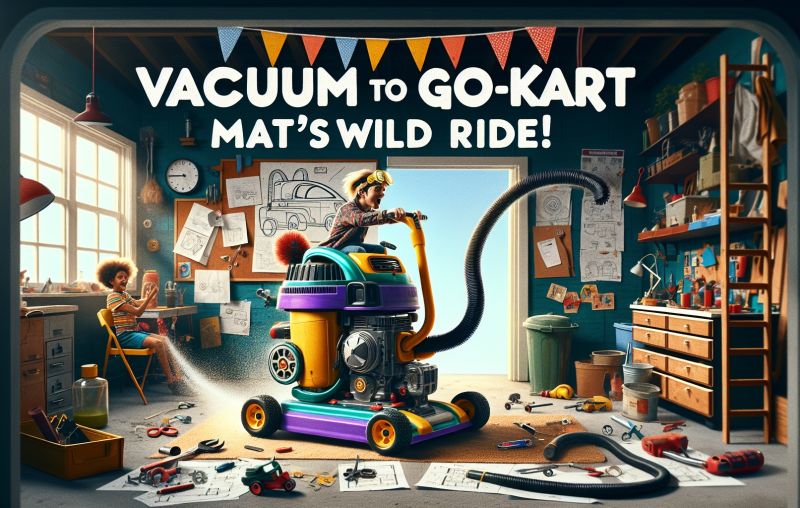 a woman on a vacuum cleaner