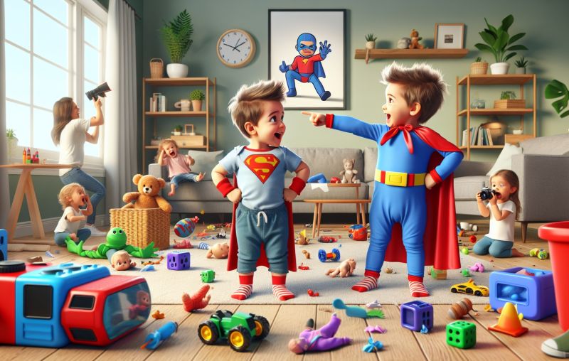 a group of kids in a room with toys