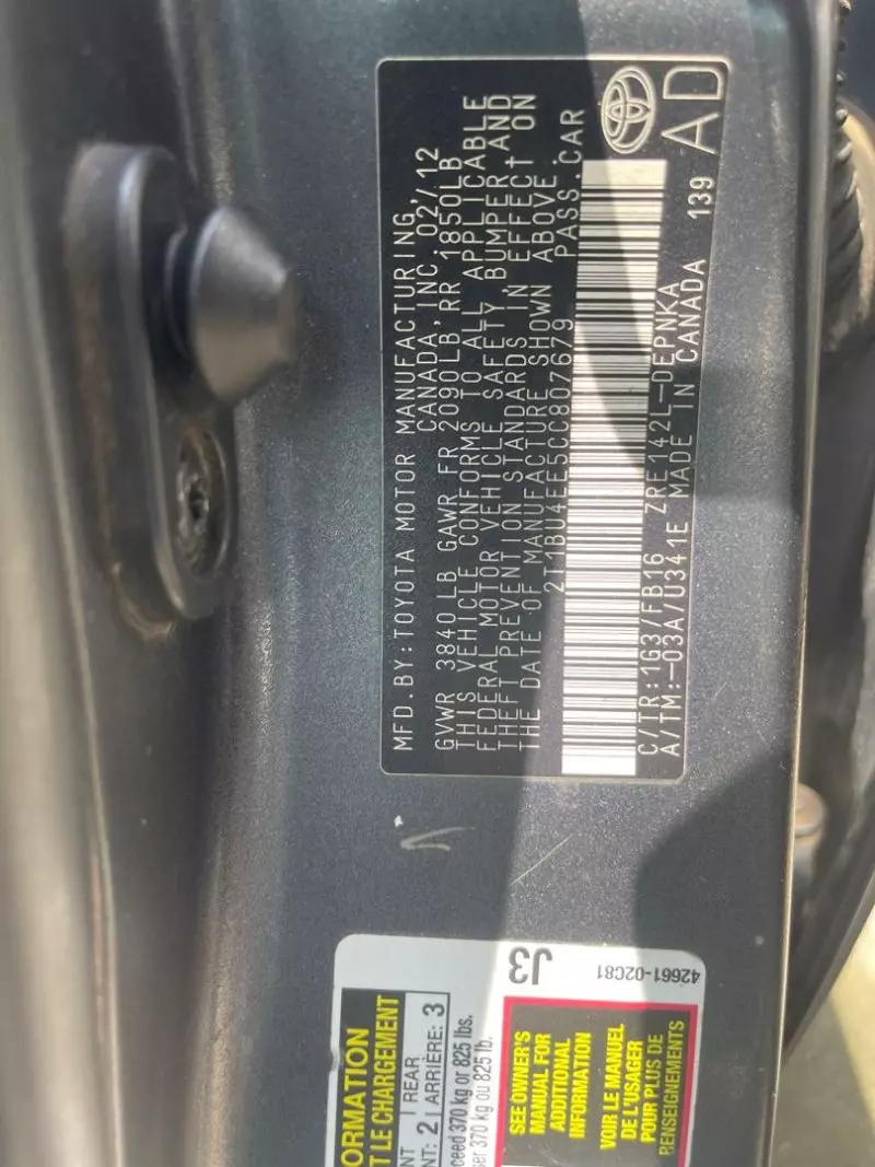 Toyota Corolla   - 2012