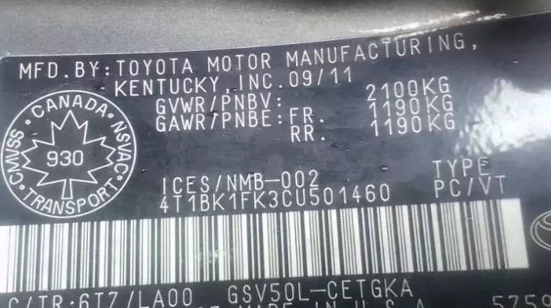 TOYOTA camry   - 2012