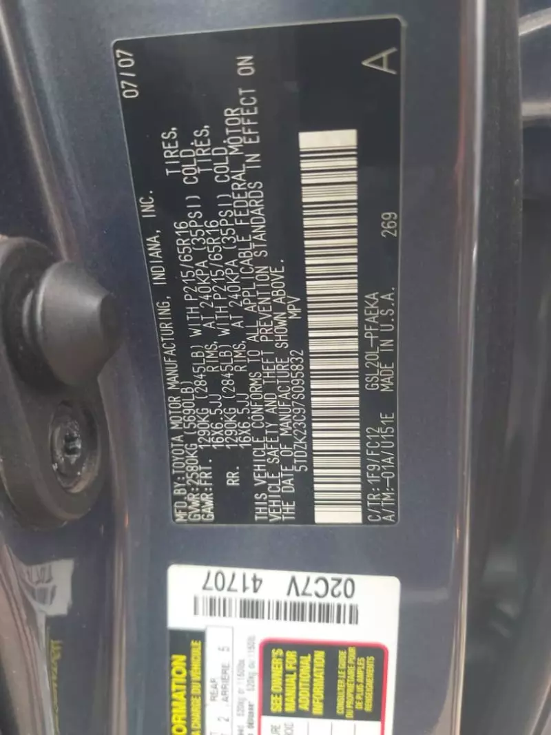 TOYOTA Sienna   - 2007