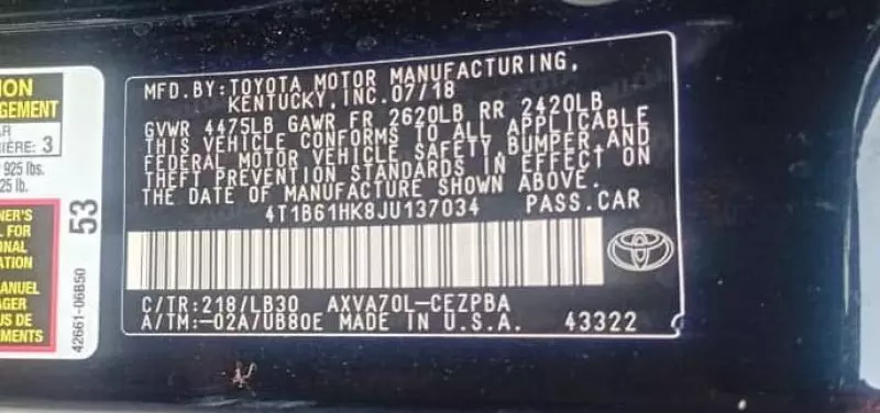 TOYOTA Camry   - 2019