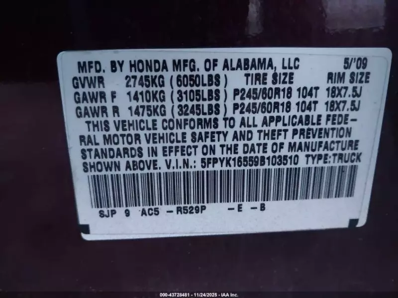 Honda Ridgeline   - 2009