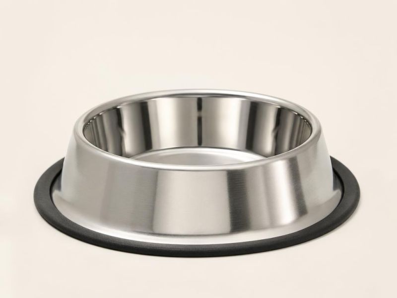 Imagen generada con IA del tipo de producto: un plato de acero inoxidable con base antiderrapante. No es la foto de la tienda; el producto real puede variar.