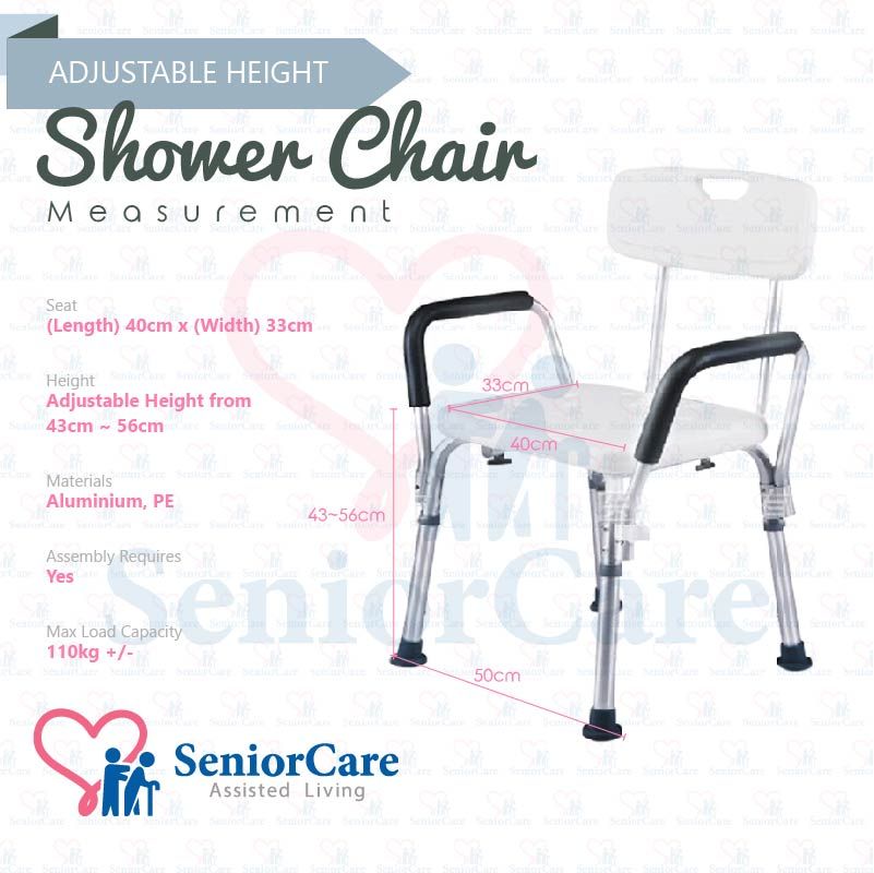 Shower Chair handle Measurement