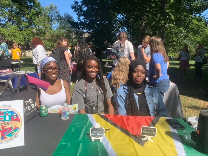 Executive board of the African and Caribbean Student Association pictured at involvement fair.