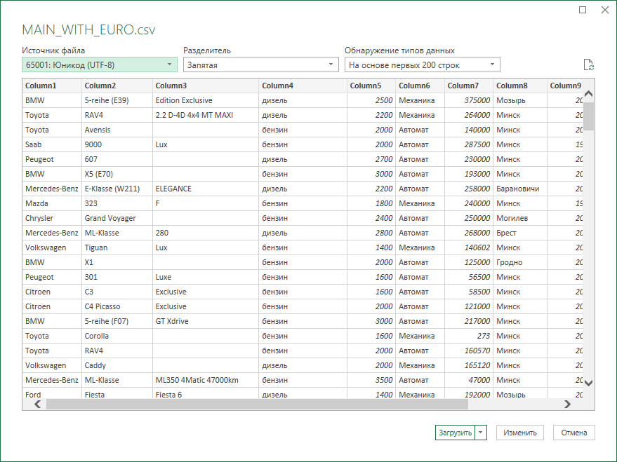 Как открыть csv в excel в виде таблицы