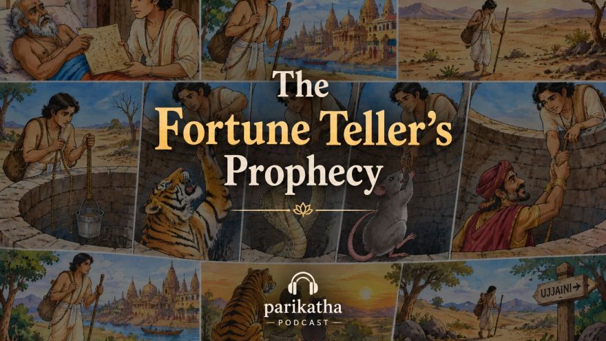 Feature image for blog post The Fortune Teller's Prophecy. Parikatha Podcast by gaathastory
