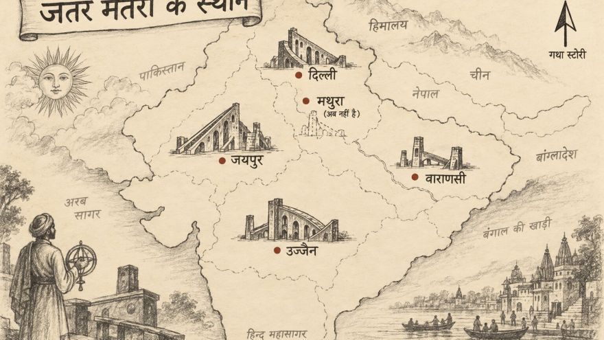 Location of 4 Jantar mantars in Bharat. AI generated image